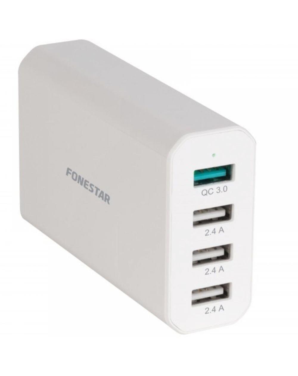 Cargador de Pared Fonestar USBPOWER-4D/ 4xUSB/ 40W/ Blanco