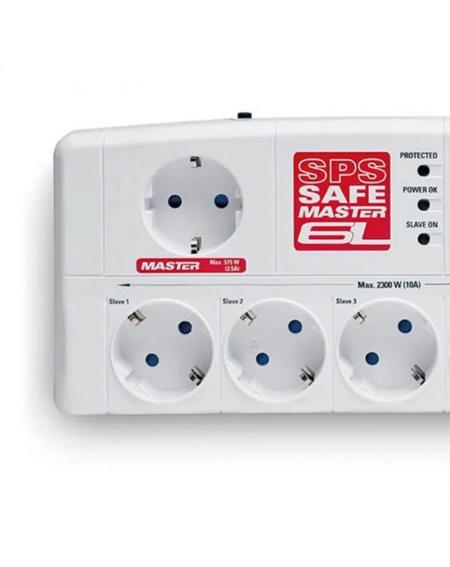 Regleta con interruptor Salicru SAFE MASTER/ 5 Tomas de corriente/ 1 Master/ 2 USB/ Cable 1.8m/ Blanca