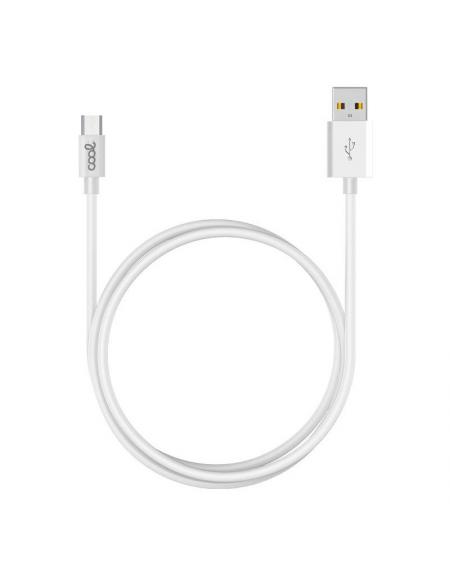 Cable USB Compatible COOL Universal (micro-usb) 3 metros Blanco 2.4 Amp