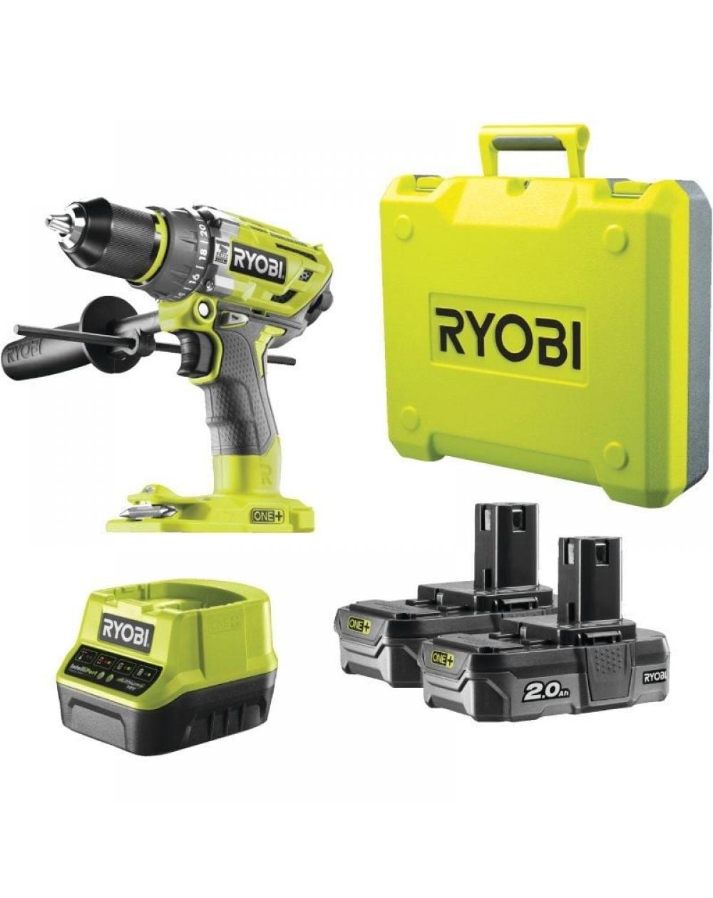 Taladro-Atornillador Sin Cable Ryobi ONE+ R18PD7-220B/ 2 baterías 18V 2,0 Ah/ Cargador 2,0 A/ Bolsa de Transporte