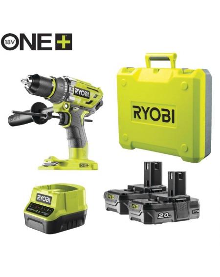 Taladro-Atornillador Sin Cable Ryobi ONE+ R18PD7-220B/ 2 baterías 18V 2,0 Ah/ Cargador 2,0 A/ Bolsa de Transporte