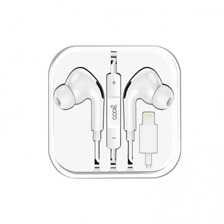 Auriculares Blancos COOL Stereo Con Micro para iPhone - Goma IN-EAR (Lightning Bluetooth)