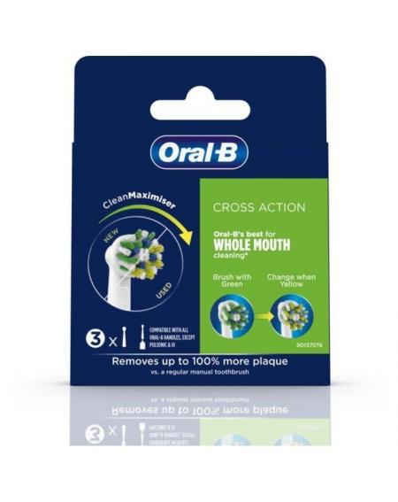 Cabezal de Recambio Braun para cepillo Braun Oral-B Cross Action/ Pack 3 uds