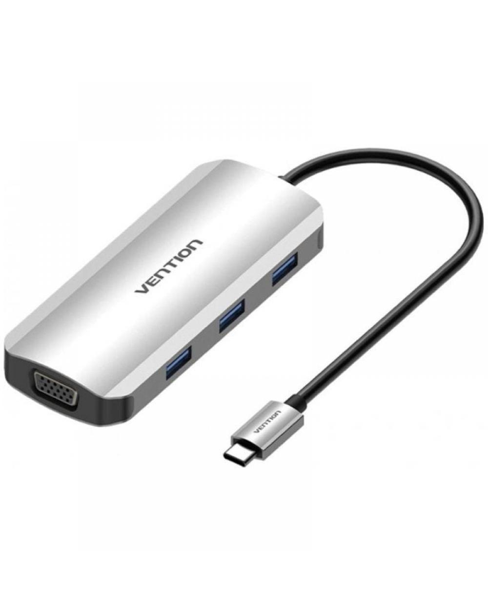 Docking USB Tipo-C Vention TOIHB/ 1xHDMI/ 1xVGA/ 3xUSB/ 1xUSB Tipo-C PD/ Gris