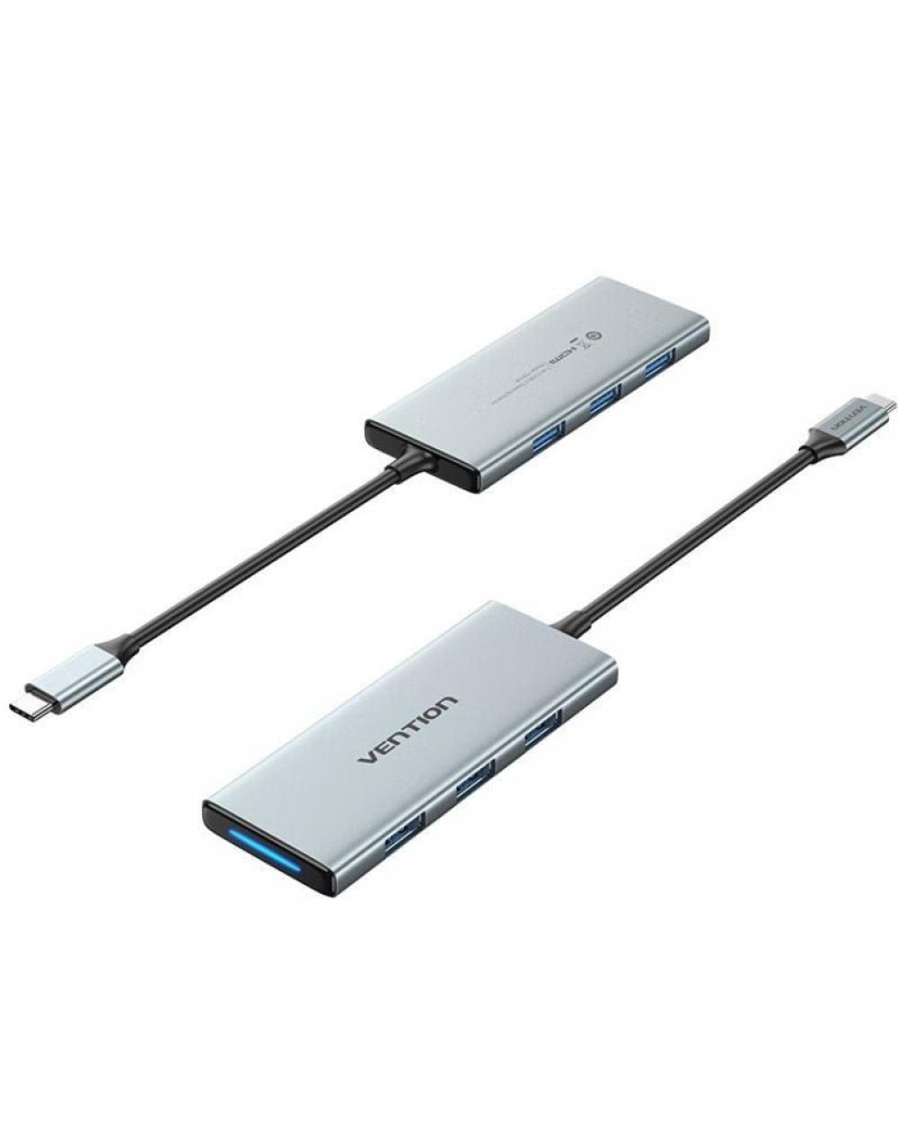 Docking USB Tipo-C Vention TOPHB/ 1xHDMI/ 3xUSB/ 1xLector Tarjetas SD y MicroSD/ Gris