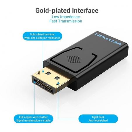 Adaptador Vention HBKB0/ Displayport Macho - HDMI Hembra