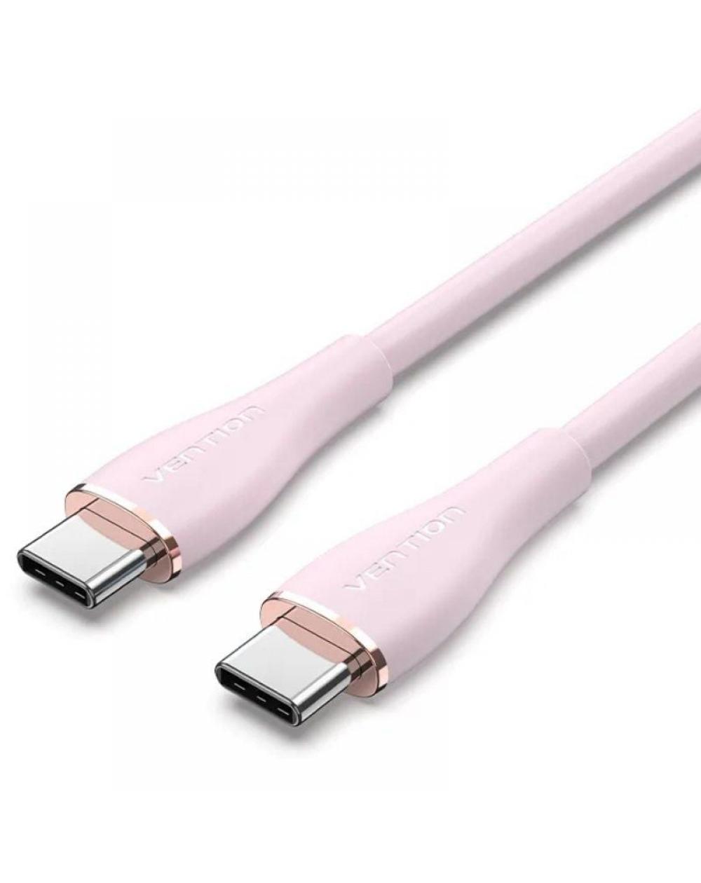 Cable USB 2.0 Tipo-C Vention TAWPF/ USB Tipo-C Macho - USB Tipo-C Macho/ 1m/ Rosa