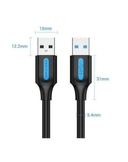 Cable USB 3.0 Vention CONBH/ USB Macho - USB Macho/ 2m/ Negro