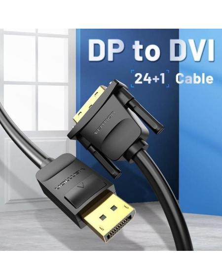 Cable Conversor Vention HAFBH/ Displayport Macho - DVI Macho/ 2m/ Negro