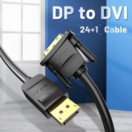 Cable Conversor Vention HAFBH/ Displayport Macho - DVI Macho/ 2m/ Negro