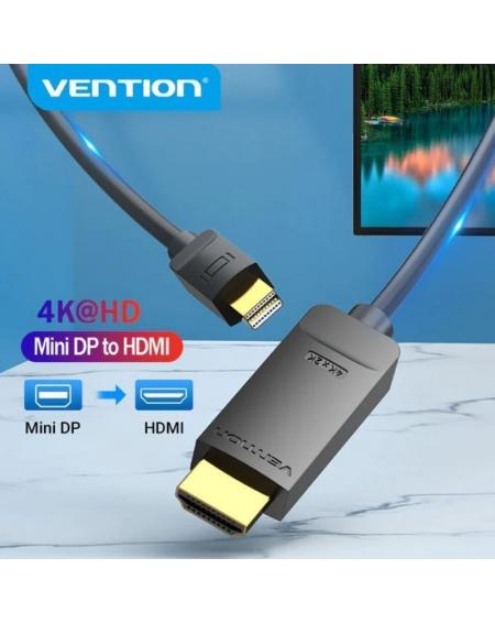 Cable Conversor Vention HAHBH/ Mini Displayport Macho - HDMI Macho/ 2m/ Negro