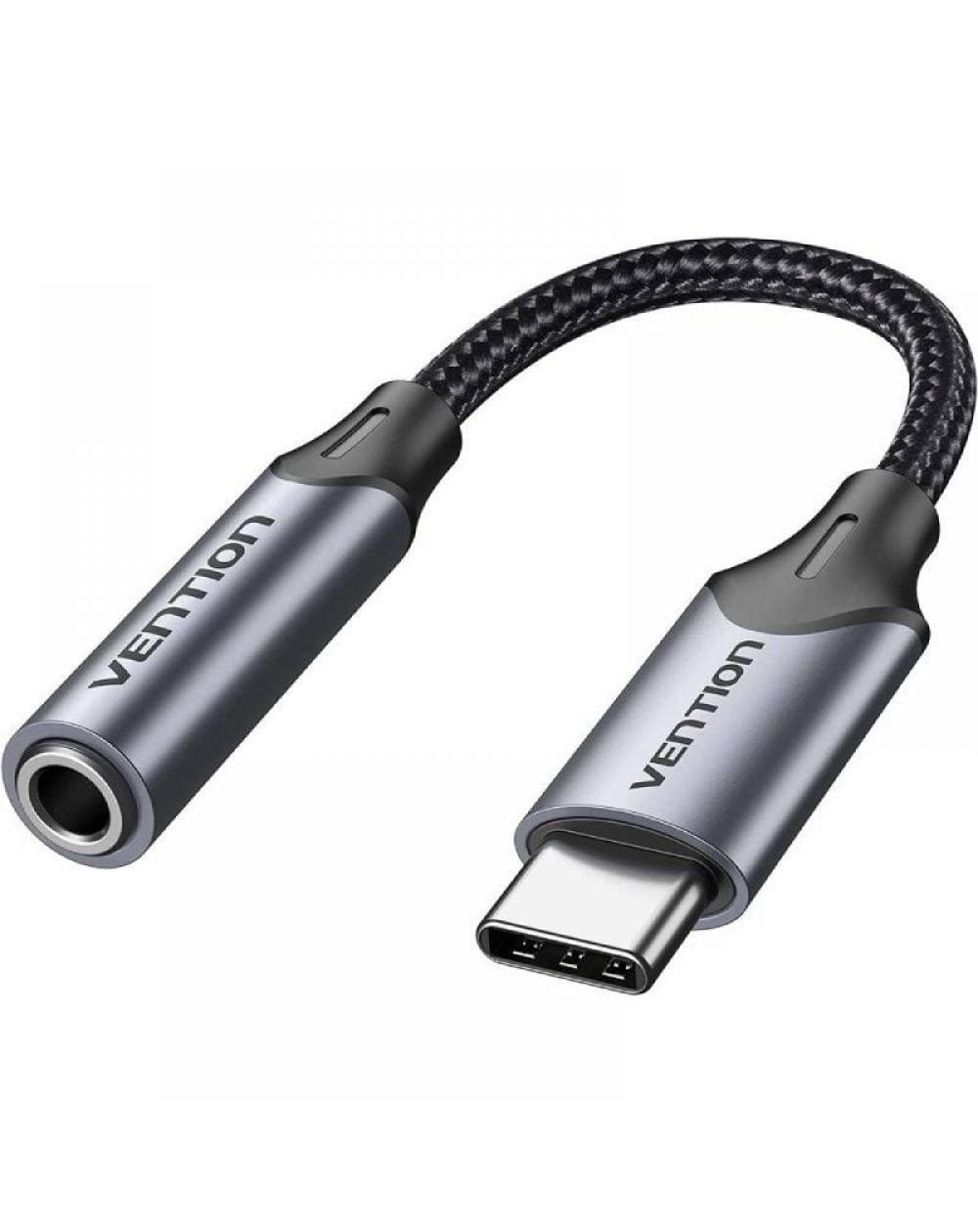 Adaptador Audio Vention BGMHA/ Jack 3.5 Hembra - USB Tipo-C Macho/ 10cm/ Gris