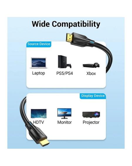 Cable HDMI 2.1 8K Vention AANBF/ HDMI Macho - HDMI Macho/ 1m/ Negro