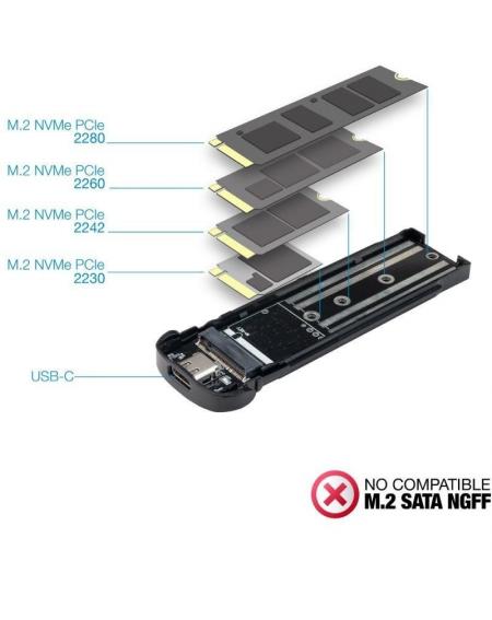 Caja Externa para Disco SSD M.2 NVMe TooQ TQE-2201R/ USB 3.1 Gen2/ Sin tornillos
