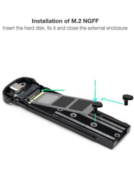 Caja Externa para Disco SSD M.2 NGFF TooQ TQE-2202BR/ USB 3.1 Gen2/ Sin tornillos