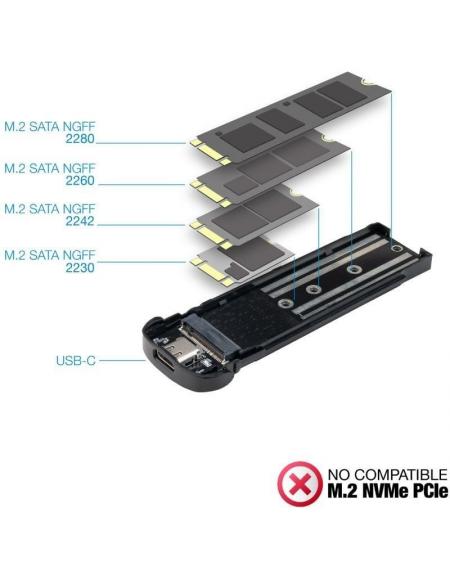 Caja Externa para Disco SSD M.2 NGFF TooQ TQE-2202S/ USB 3.1 Gen2/ Sin tornillos