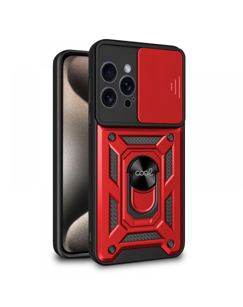 Carcasa COOL para iPhone 15 Pro Max Hard Ring Rojo