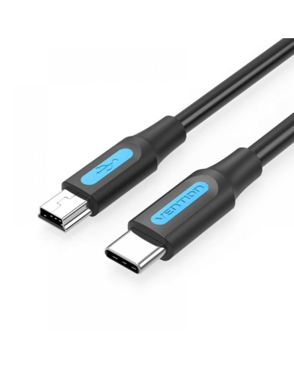 Cable USB 2.0 Tipo-C Vention COWBG/ USB Tipo-C Macho - MiniUSB Macho/ 1.5m/ Negro