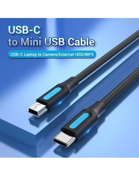 Cable USB 2.0 Tipo-C Vention COWBG/ USB Tipo-C Macho - MiniUSB Macho/ 1.5m/ Negro