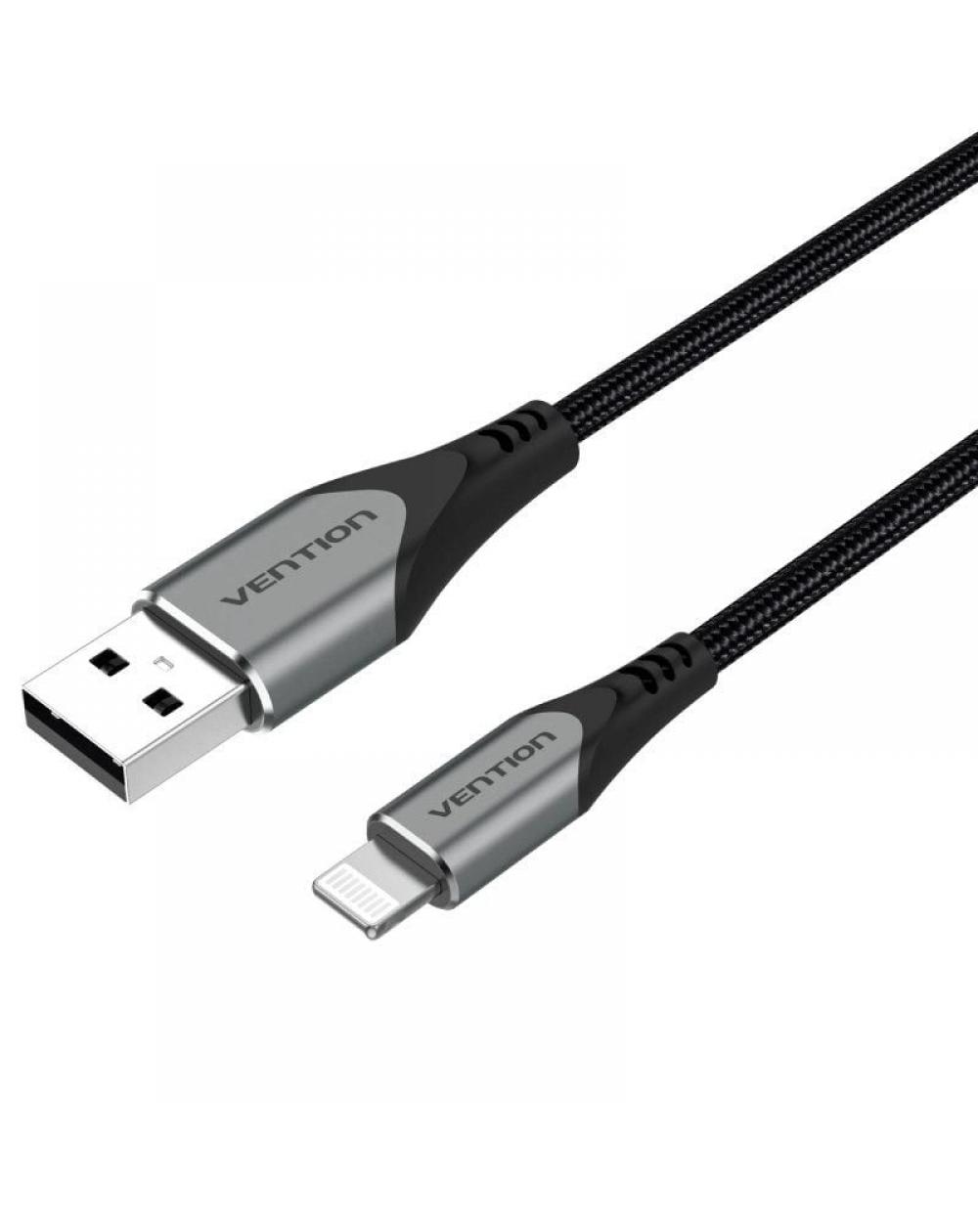 Cable USB 2.0 Lightning Vention LABHH/ USB Macho - Lightning Macho/ 2m/ Gris