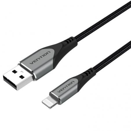 Cable USB 2.0 Lightning Vention LABHH/ USB Macho - Lightning Macho/ 2m/ Gris