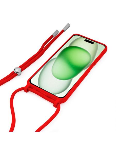 Carcasa COOL para iPhone 15 Plus Cordón Liso Rojo