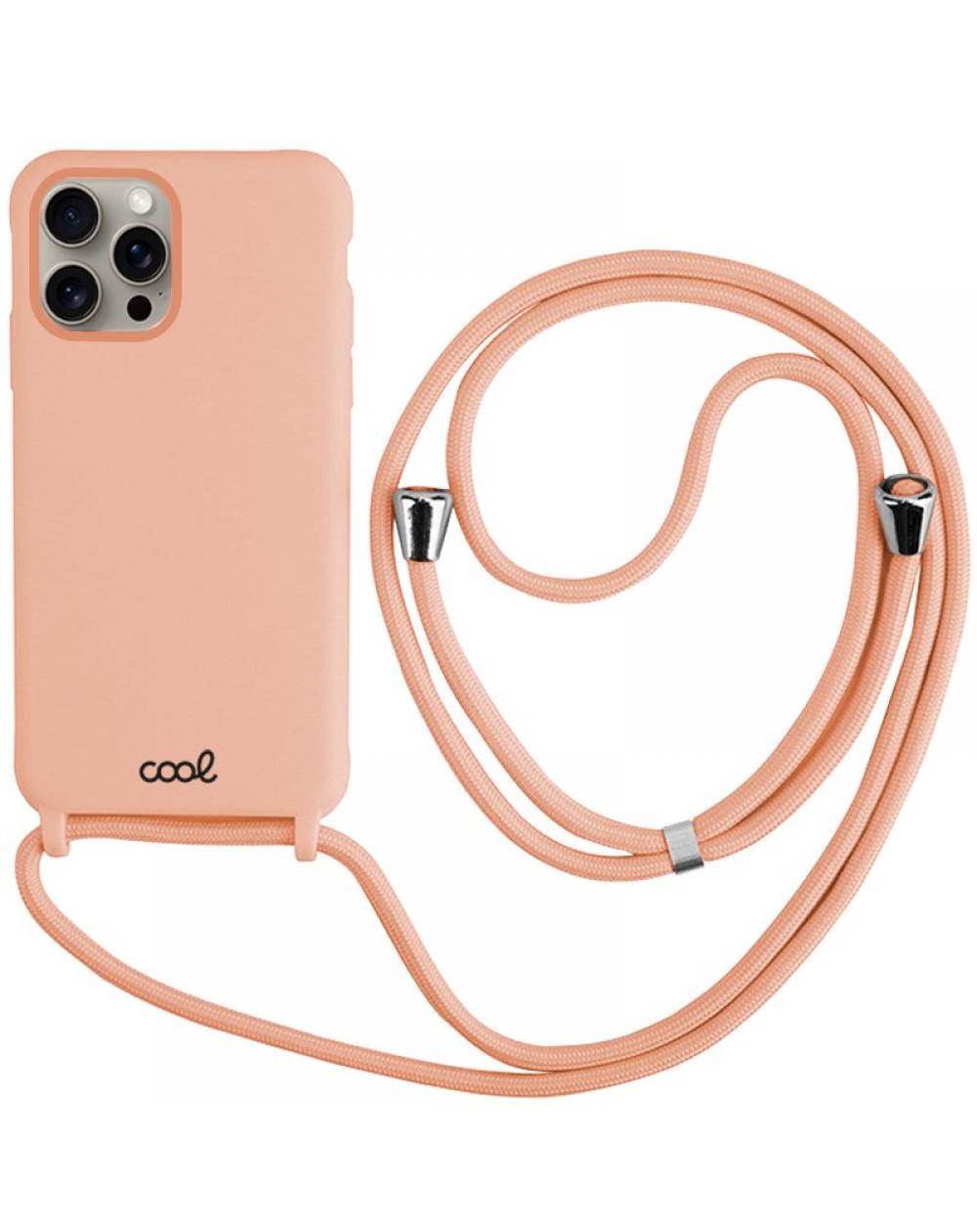 Carcasa COOL para iPhone 15 Pro Max Cordón Liso Rosa