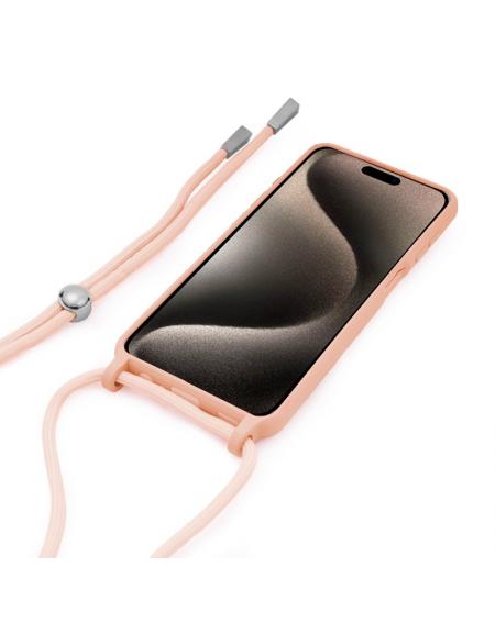 Carcasa COOL para iPhone 15 Pro Max Cordón Liso Rosa