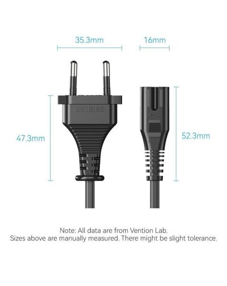 Cable Alimentación Forma 8 Vention ZCLBAC/ CEE7/16 Macho - C7 Hembra/ 1.8m