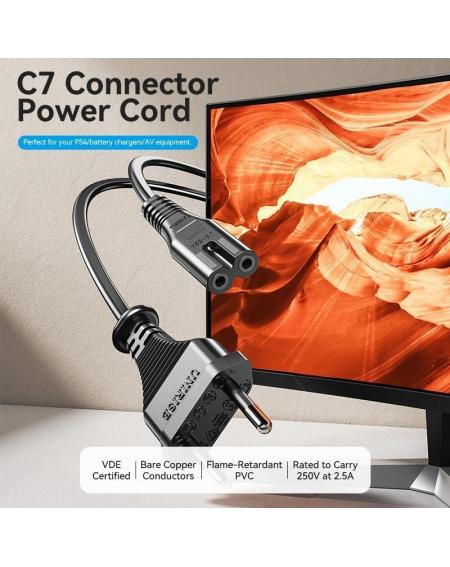 Cable Alimentación Forma 8 Vention ZCLBAC/ CEE7/16 Macho - C7 Hembra/ 1.8m