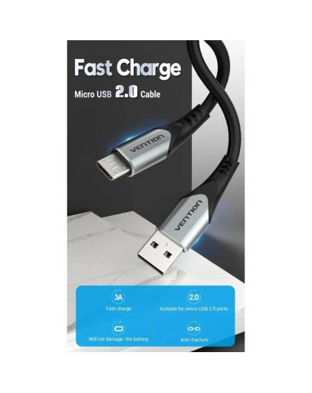 Cable USB 2.0 Vention COAHG/ USB Macho - MicroUSB Macho/ 1.5m/ Gris