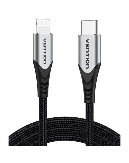 Cable USB 2.0 Tipo-C Lightning Vention TACHH/ USB Tipo-C Macho - Lightning Macho/ 2m/ Gris y Negro