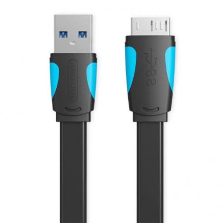 Cable USB 3.0 Vention VAS-A12-B025/ MicroUSB Macho - USB Macho/ 25cm/ Azul y Negro