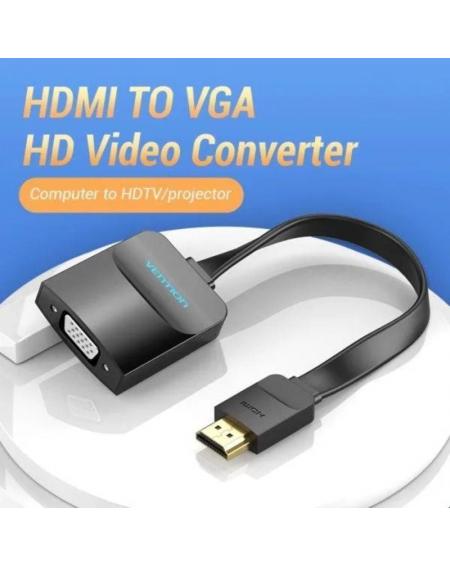 Cable Conversor Vention 74345/ HDMI Macho/ VGA Hembra - Jack 3.5 Hembra/ 15cm/ Negro