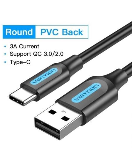 Cable USB 2.0 Tipo-C Vention COKBI/ USB Macho - USB Tipo-C Macho/ 3m/ Gris