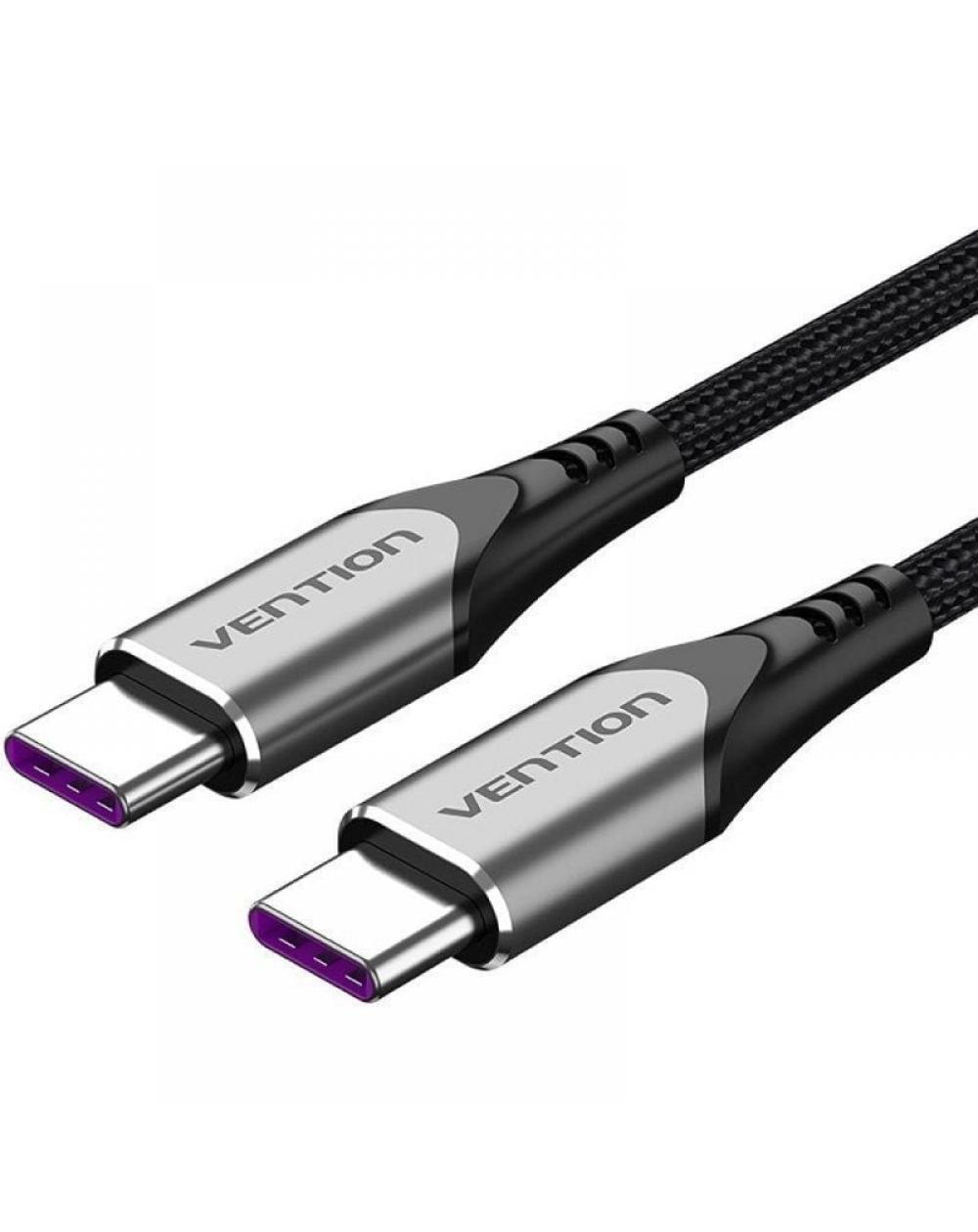 Cable USB 2.0 Tipo-C 5A 100W Vention TAEHF/ USB Tipo-C Macho - USB Tipo-C Macho/ 1m/ Gris