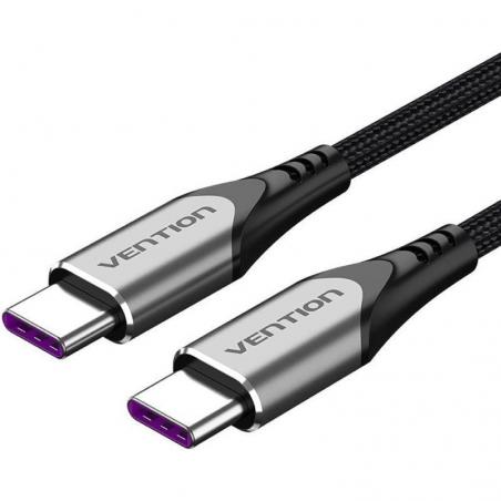 Cable USB 2.0 Tipo-C 5A 100W Vention TAEHF/ USB Tipo-C Macho - USB Tipo-C Macho/ 1m/ Gris