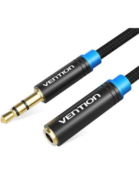 Cable Estéreo Vention VAB-B06-B100-M/ Jack 3.5 Macho - Jack 3.5 Hembra/ 1m/ Negro