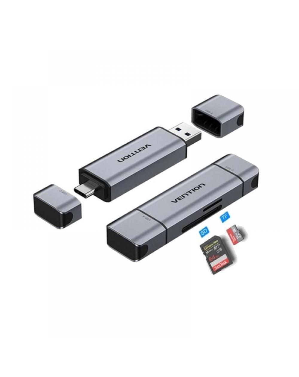 Lector de Tarjetas Externo Vention CLKB0/ USB 3.0 y USB Tipo-C