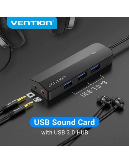 Hub USB 3.0 con Tarjeta de Sonido Vention CHIBB/ 3xUSB/ 1xMicroUSB PD