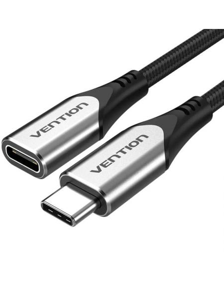 Cable Alargador USB 3.1 Tipo-C Vention TABHF/ USB Tipo-C Macho - USB Tipo-C Hembra/ 1m/ Gris