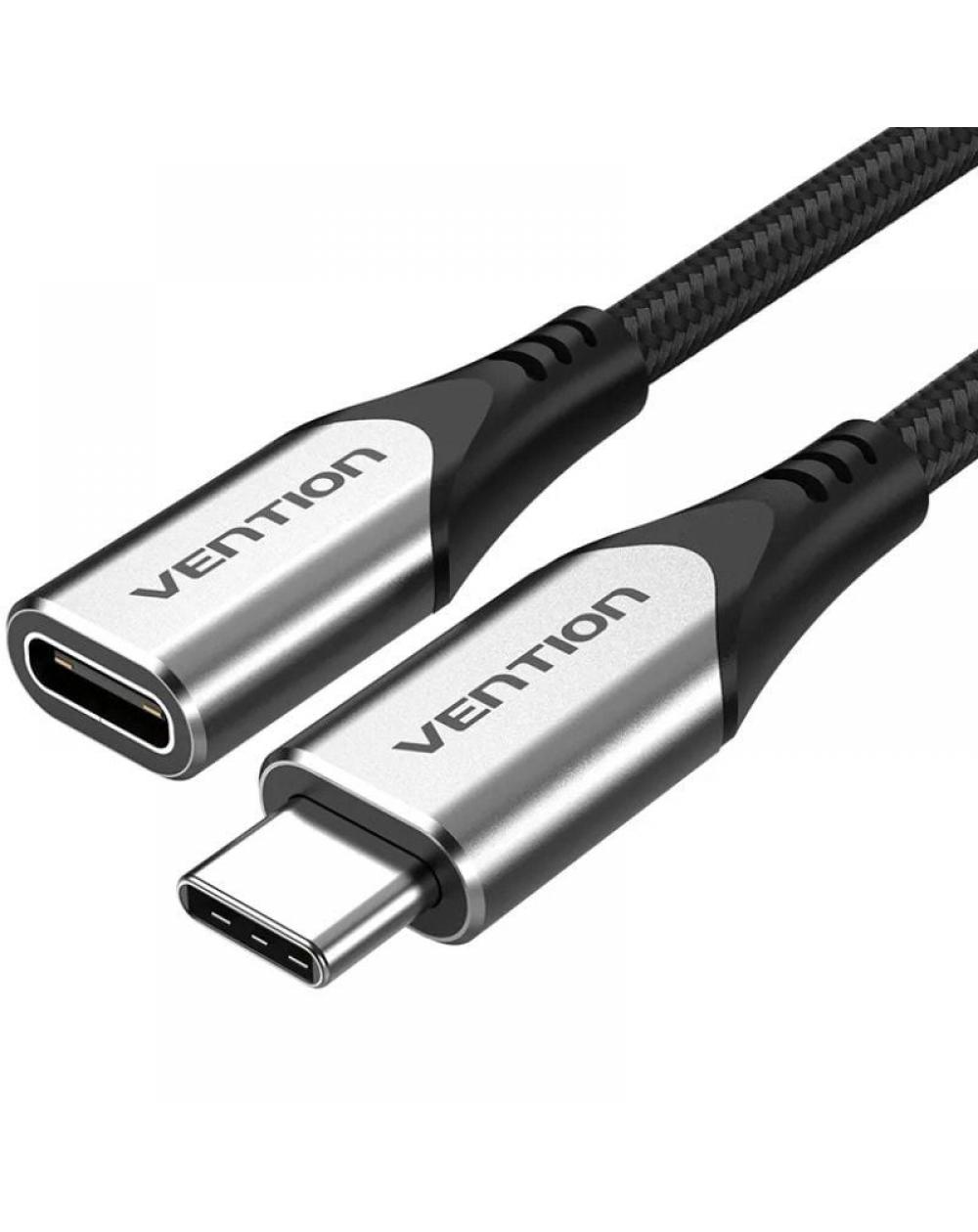 Cable Alargador USB 3.1 Tipo-C Vention TABHF/ USB Tipo-C Macho - USB Tipo-C Hembra/ 1m/ Gris