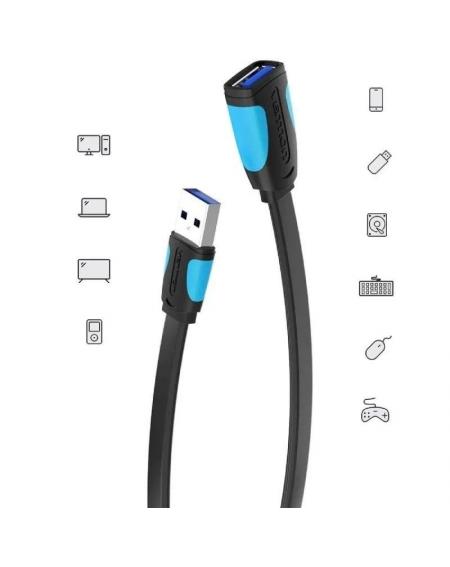 Cable Alargador USB 3.0 Vention VAS-A13-B200/ USB Macho - USB Hembra/ 2m/ Negro y Azul