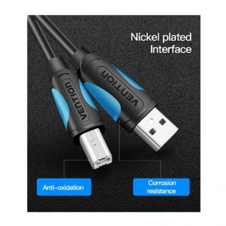 Cable USB 2.0 Impresora Vention VAS-A16-B100/ USB Tipo-B Macho - USB Macho/ 1m/ Negro