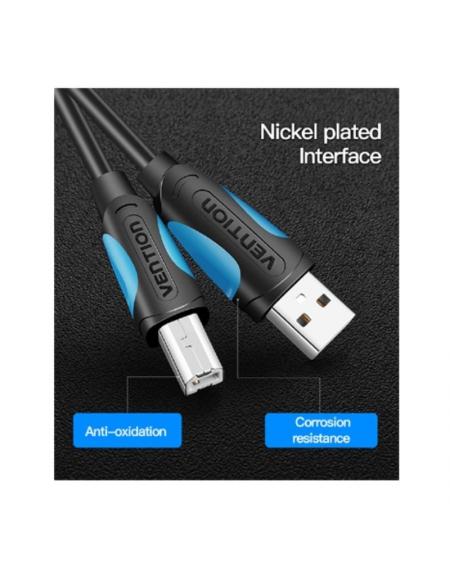 Cable USB 2.0 Impresora Vention VAS-A16-B200/ USB Tipo-B Macho - USB Macho/ 2m/ Negro