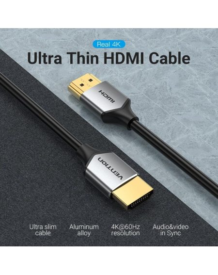 Cable HDMI 2.0 4K Vention ALEHD/ HDMI Macho - HDMI Macho/ 50cm/ Gris