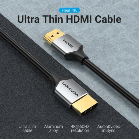 Cable HDMI 2.0 4K Vention ALEHD/ HDMI Macho - HDMI Macho/ 50cm/ Gris