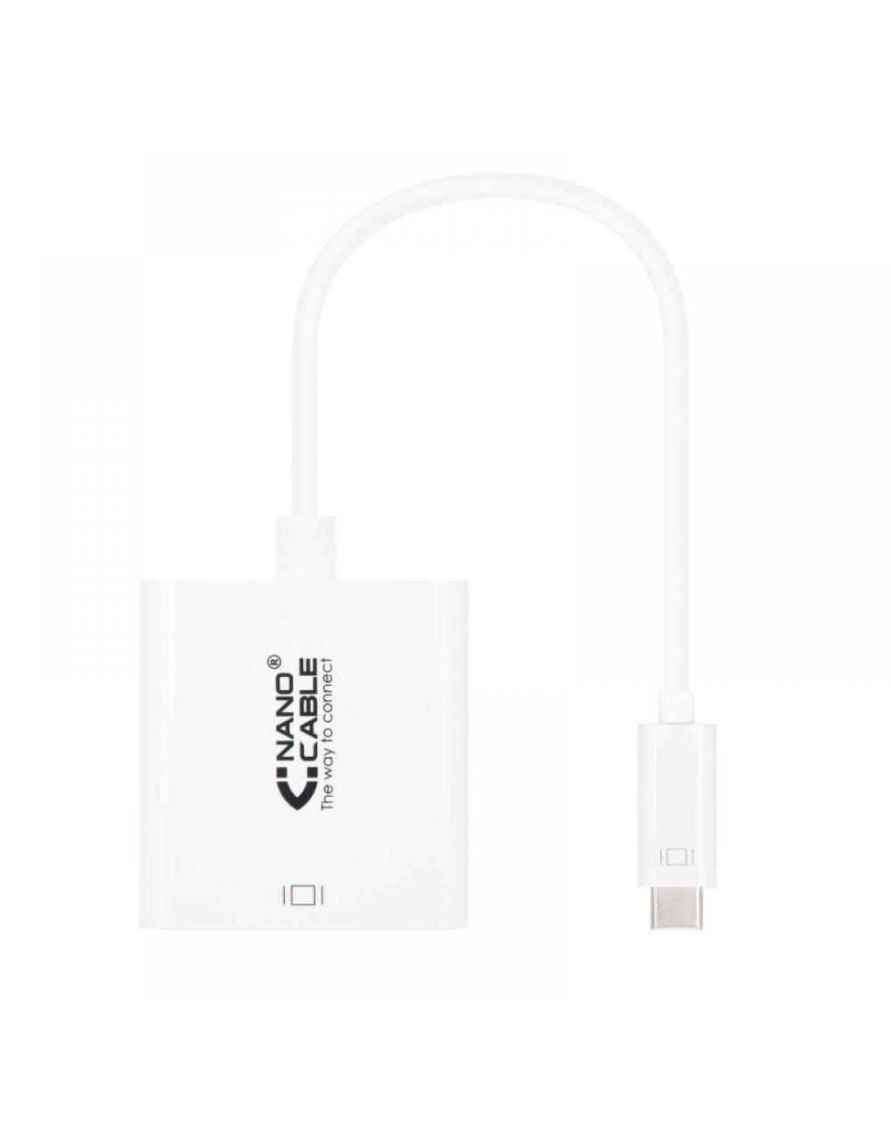 Cable Conversor Nanocable 10.16.4103/ USB Tipo-C Macho - DVI-D (24+1) Hembra/ 15cm/ Blanco