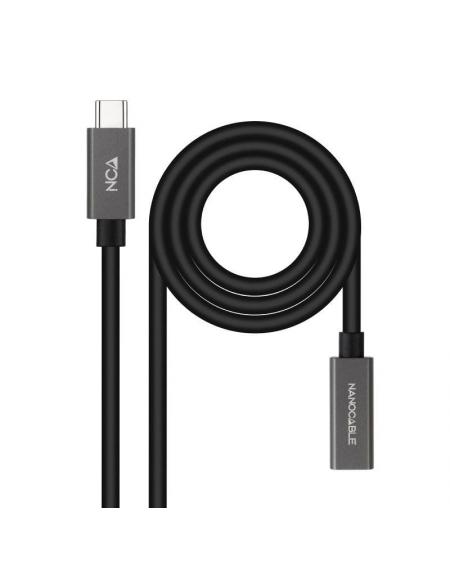 Cable Alargador USB 3.2 Nanocable 10.01.4401-L150/ USB Tipo-C Macho - USB Tipo-C Hembra/ 1.5m/ Negro