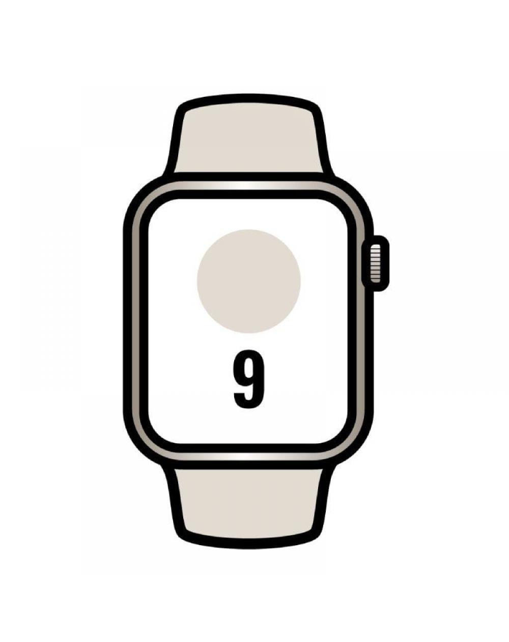 Apple Watch Series 9/ GPS/ 41mm/ Caja de Aluminio Blanco Estrella/ Correa Deportiva Blanco Estrella M/L